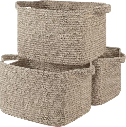 Miniatura 13 de OIASKET Cesta de almacenamiento para organizar, cestas tejidas para almacenamiento, cestas decorativas rectangulares para shleves, armario