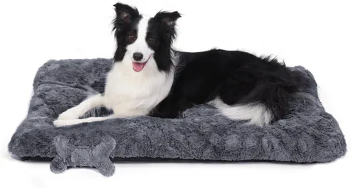 Miniatura 9 de Cama para perros para jaula con juguete de hueso, cama esponjosa para mascotas, almohadilla ultrasuave con parte inferior antideslizante, lavable a