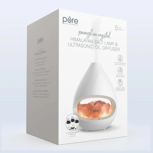 Miniatura 8 de Pure Enrichment PureGlow Crystal - Lámpara de sal 2 en 1 de Himalaya y difusor ultrasónico de aceite esencial, lámpara original de terapia de sal