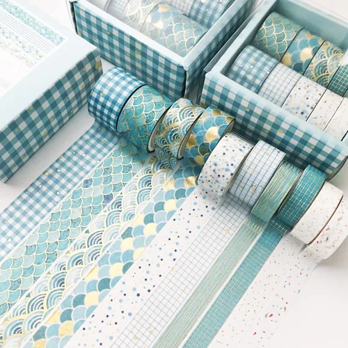Miniatura 5 de Creative Washi - Juego de 10 rollos de cinta adhesiva decorativa con impresión de lámina dorada para artes, manualidades, diarios, planificadores