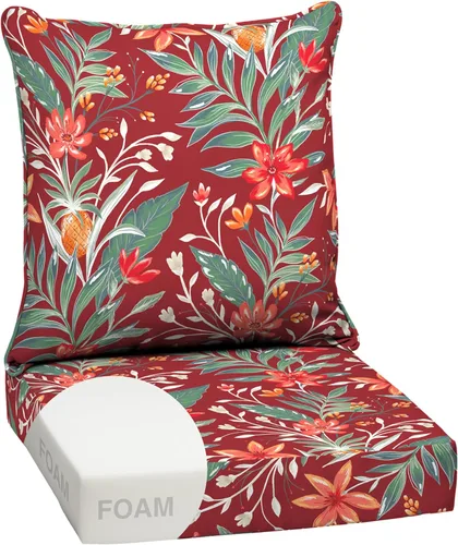Miniatura 102 de Arden Outdoor Deep Seat Cushion Set, 24 x 24 pulgadas, Cojín para patio resistente al clima, a la lluvia y a la decoloración para silla, sofá y sofá