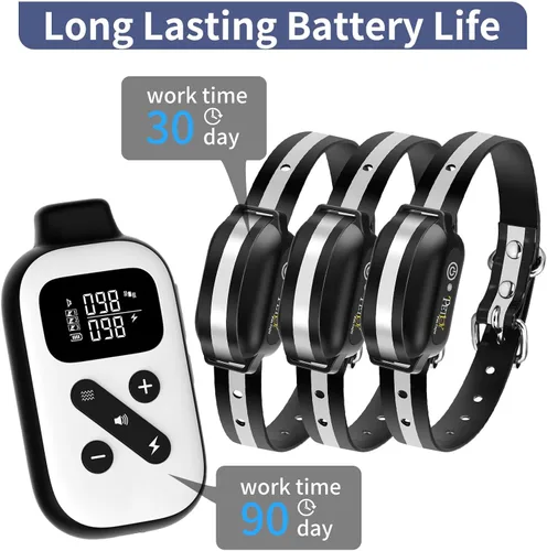 Miniatura 9 de PetJoy 3 Collar de Choque para Perros Grandes, Collar Automático Antiladridos con Control Remoto, Combo de Collar Antiladridos y de Entrenamiento