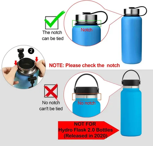 Miniatura 4 de Mango de cuerda de paracaídas con correa de hombro para correa de botella Hydro Flask Rosa y amarillo