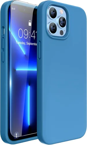 Miniatura 88 de Miracase Funda diseñada para iPhone 13, con protector de pantalla de vidrio templado, forro de microfibra suave antiarañazos, funda de goma