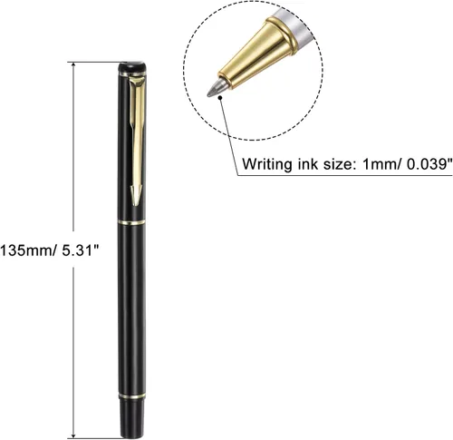 Miniatura 2 de PATIKIL Bolígrafo de metal de 5.315 in, paquete de 6 bolígrafos de gel de tinta negra de punta media de 0.039 pulgadas (0.039 in), bolígrafos