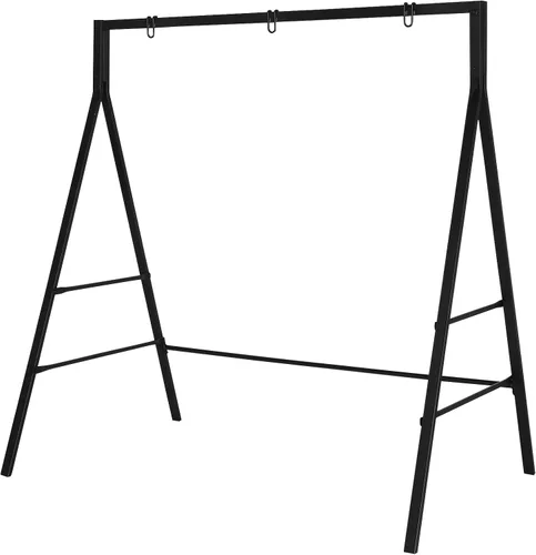 Miniatura 8 de Ochine Soporte de columpio de metal para porche, marco de columpio de madera resistente para adultos y niños, soporte de banco de columpio de porche