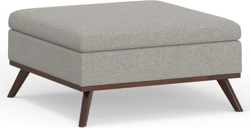 Miniatura 14 de Simpli Home Owen - Mesa auxiliar cuadrada de 91 cm (36 pulgadas) de ancho, otomana de almacenamiento con tapa superior, reposapiés tapizado en cuero