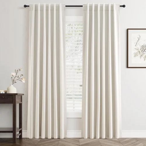 Miniatura 10 de Cortinas Opacas de Lino Beige Blanco de 84 Pulgadas de Largo, Juego de 2 Paneles para Sala de Estar y Dormitorio, Térmicas con Reducción de Ruido
