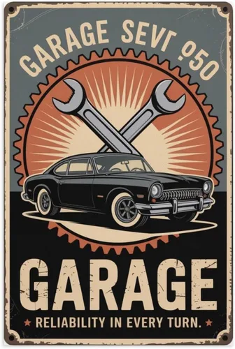 Motivational Vintage Garage Service Poster Retro Auto Repair Shop Wall Art for Home Or Workshop Printing Posters Unframe-style 08x12inch(20x30cm)