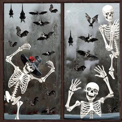 Miniatura 9 de CCINEE Calcomanía para ventana gigante de Halloween se aferra a la ventana, calcomanías para la decoración de Halloween Suministro 10 piezas #1