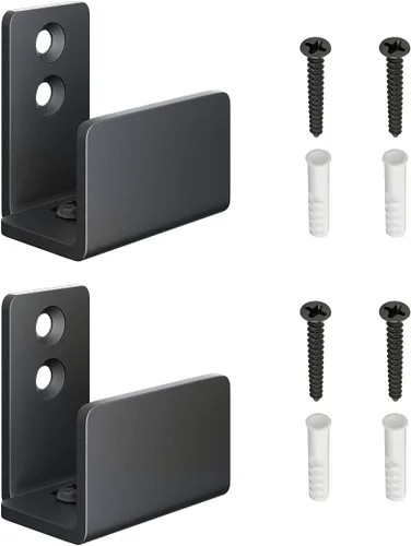 Miniatura 7 de SMARTSTANDARD Guía de piso de puerta de granero ajustable en forma de U, guía inferior flexible para montaje en la pared, material de acero Negro