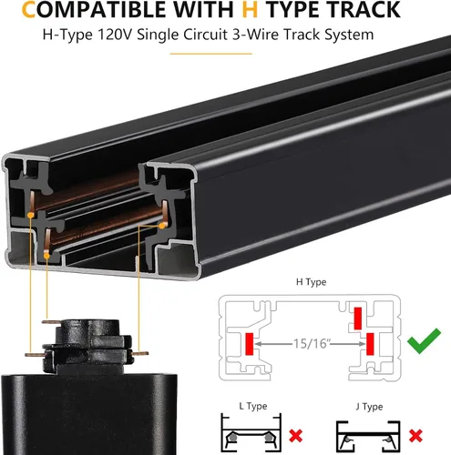 Miniatura 5 de VANoopee Cabezales de iluminación de pista de 3 colores en 1 de 20 W H, regulables, sin parpadeo, accesorios de iluminación LED brillantes para Negro