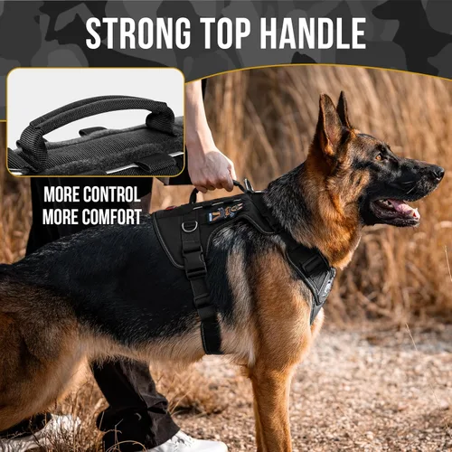Miniatura 7 de OneTigris Arnés táctico sin tirones para perros pequeños, chaleco reflectante K9 de fácil control con paneles de gancho y bucle, arnés ajustable