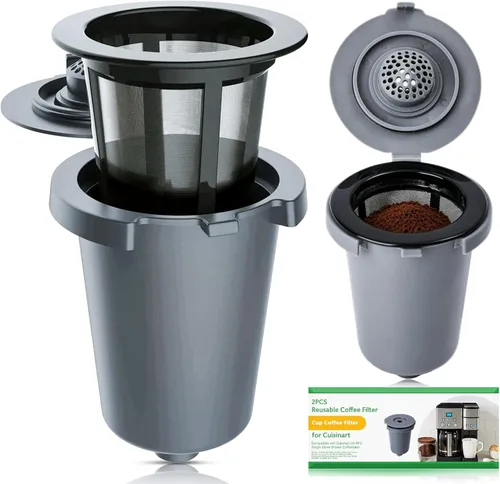 2 tazas K reutilizables, compatibles con SS-RFC Cafetera de una sola porción, taza de filtro gris para el hogar, taza de filtro de café recargable