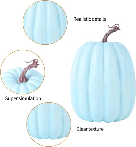 Miniatura 4 de woshilaocai Calabaza artificial de espuma de 8 pulgadas, decoración de otoño, calabazas artificiales para cosecha, temporada de otoño, mesa festiva