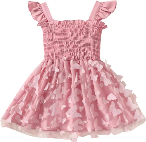Miniatura 2 de Toddler Baby Girl Butterfly Dress Ruffle Sleeveless Tulle Tutu Dresses Girls Party Birthday Princess Dresses