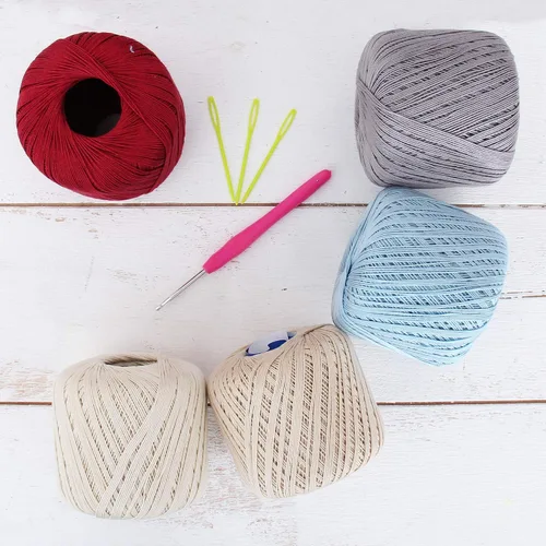 Miniatura 18 de Threadart - Juego de hilos de ganchillo de algodón 100% puro, tamaño 3, colores de ambiente de playa, cuatro bolas de 1.76 oz