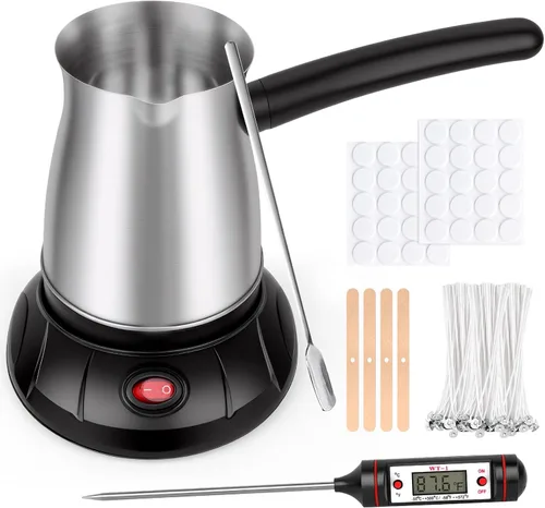 Aottom Derretidor de Cera para Hacer Velas - Olla Derretidora de Cera para Velas de Acero Inoxidable con Pico Vertedor, Kit de Fabricación de Velas