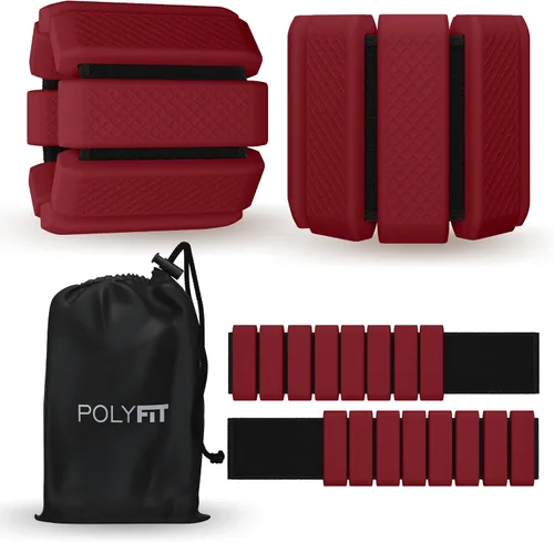 Miniatura 13 de Polyfit - Par de pesas para muñeca y tobillo - Pesas ajustables para tobillo para mujeres y hombres - Pulsera portátil para ejercicio, yoga, Gris