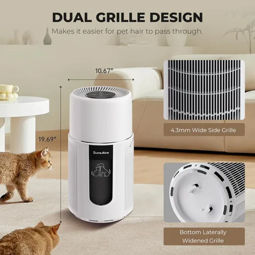 Miniatura 7 de Purificador de aire para mascotas para el hogar, filtro HEPA H13 para pelo de perro, gato, caspa, olores, polvo, purificadores de aire para D1