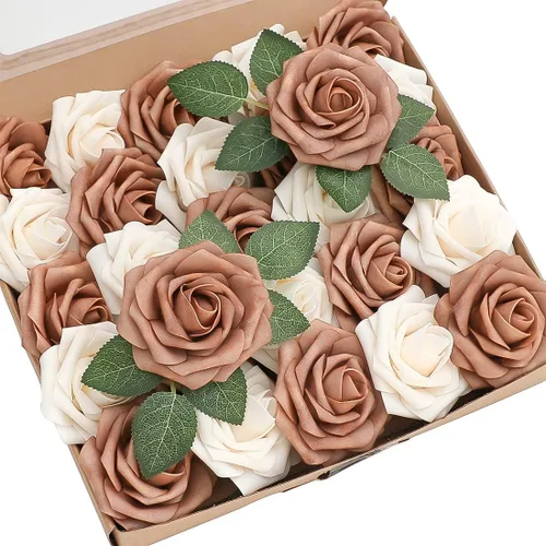Miniatura 25 de Floroom Flores artificiales de espuma, aspecto real, con tallos, para manualidades, ramos de boda, centros de mesa, despedida de soltera, fiesta, 25