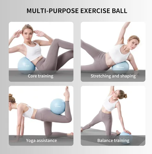 Miniatura 7 de FITMIND_Pelota de Pilates de 10 Pulgadas Antiestrés y Antideslizante Mini Bola de Yoga para Fitness, Entrenamiento del Núcleo, Terapia Física, Azul