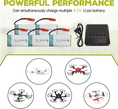 Miniatura 3 de 5 unidades 3.7 V 800 mAh batería de litio y 1 cargador de equilibrio 5 en 1 para MJX X400 X400W X800 X300C Sky Viper S670 V950HD V950str s1750 V2450