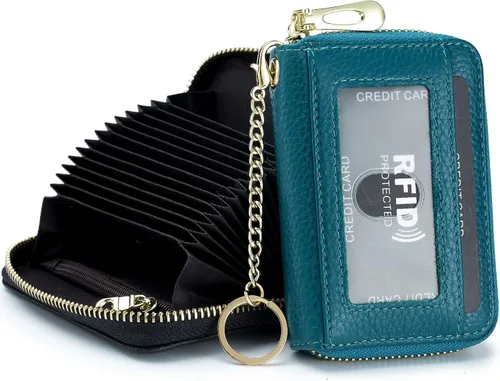 Miniatura 11 de imeetu - Tarjetero RFID, Estuche para Tarjetas de Negocios de Cuero Genuino, Cartera con Bloqueo RFID para Mujeres y Hombres