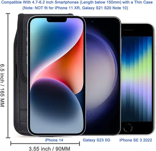 Miniatura 3 de Funda para iPhone 17 17e, 17 Pro, 16, 16 Pro 16e, 15 14 13 12 Pro, SE 2022, Samsung Galaxy S26 S25 S24 S23 S22 A10e - Soporte de nailon resistente