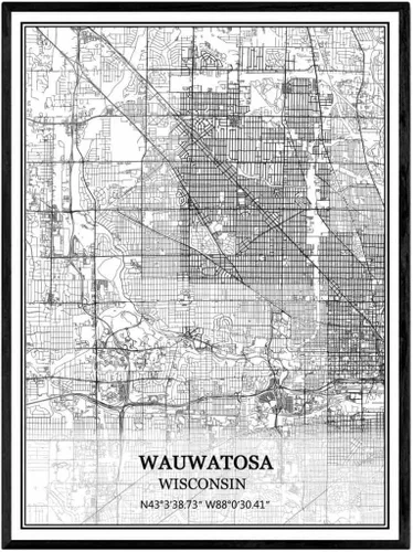 Miniatura 19 de TANOKCRS Kenosha - Póster impreso en lienzo con diseño de mapa de Estados Unidos de Estados Unidos, sin marco, moderno, en blanco y negro, regalo