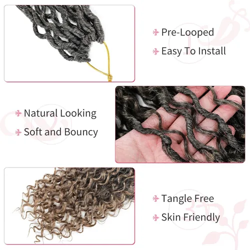 Miniatura 89 de Alicoco Goddess Locs Cabello de Ganchillo 12 Pulgadas 8 Paquetes Rastas Sintéticas de Ganchillo Para Mujeres Rastas Suaves Boho Pre-enrolladas River