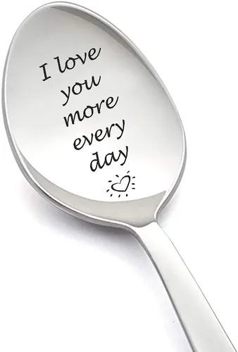 Cuchara de regalo para parejas, para novio, novia, con texto en inglés "I Love You More Every Day", cucharas para abuela, hijo, Navidad, San