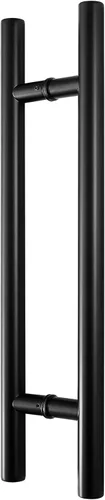 Manija de puerta comercial de 24 pulgadas, acero inoxidable 304 resistente, separadores sólidos para puertas de vidrio/granero (negro)