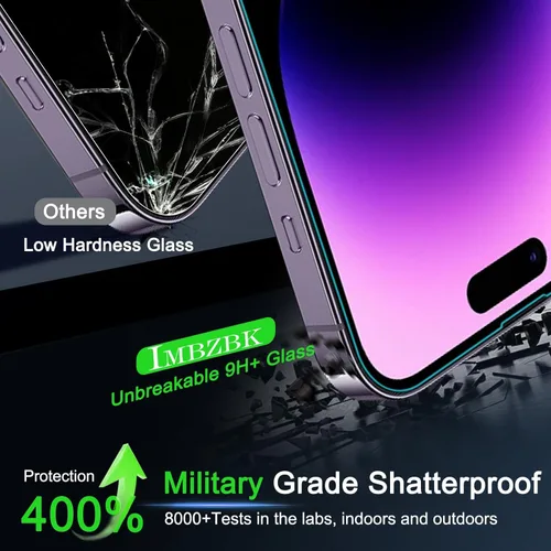 Miniatura 3 de IMBZBK [Eliminación automática de polvo] Paquete de 3 protectores de pantalla para iPhone 14 Pro Max [6.7 pulgadas], película compatible con fundas