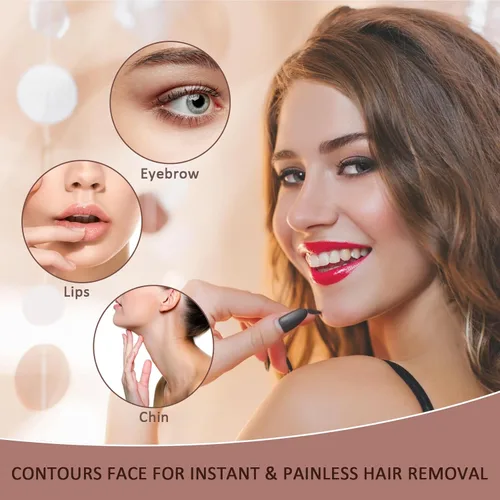 Miniatura 5 de Removedor de vello facial para mujer, dispositivo de depilación sin dolor portátil para mujer para labio, barbilla con USB recargable, oro rosa