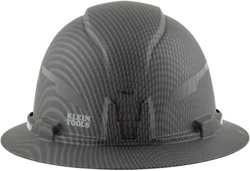 Miniatura 7 de Casco duro Klein Tools, con borde completo no ventilado, patrón KARBN premium, Clase E, probado hasta 20kV, banda acolchada que absorbe el sudor