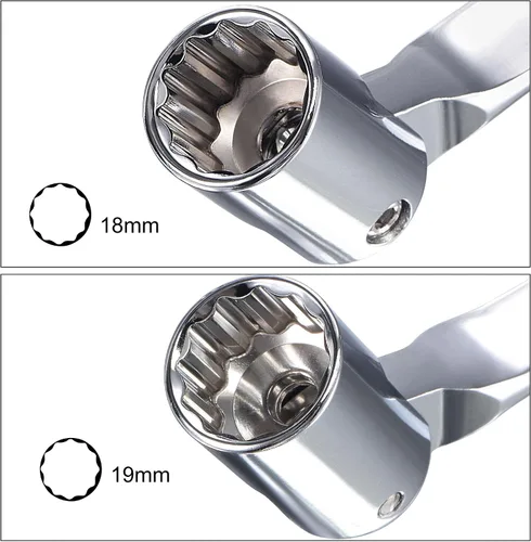 Miniatura 4 de uxcell Llave de cabeza flexible de 12 puntos, extremo de caja giratoria doble métrica de 0.709 in x 0.748 in, rotación CR-V de 180 grados