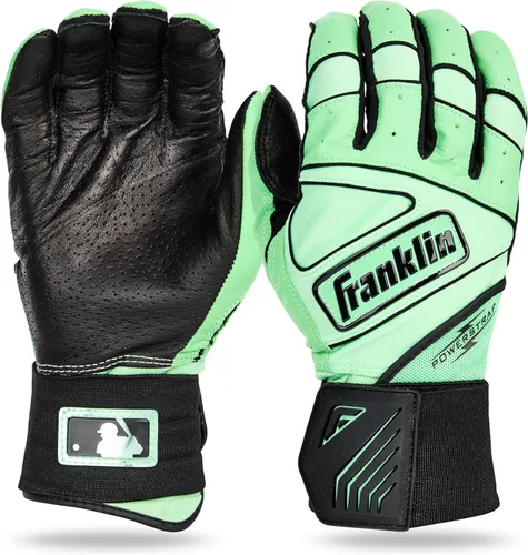 Miniatura 12 de Franklin Sports MLB - Guantes de bateo Infinite Powerstrap para béisbol + sóftbol de puño largo, para adultos y jóvenes Blanco/Dorado