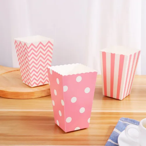 Miniatura 6 de NUOLUX 48pcs Palomitas Cajas Cartón Caramelo Contenedor Rugby Stripe Wave Dot Patrón Deco1