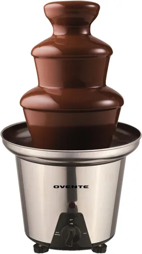 Miniatura 11 de OVENTE Máquina de fuente de fondue de chocolate de 3 niveles, mini calentador eléctrico de acero inoxidable para fiestas, queso derretido, licores