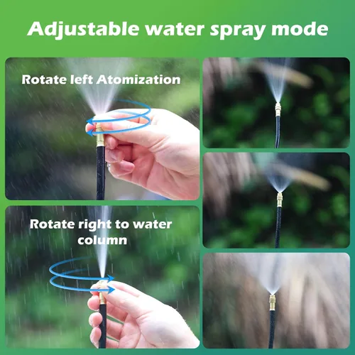 Miniatura 7 de Drip Irrigation System Kit 100 FT with 32 Nozzles, 360° Adjustable Bendable Garden Watering Misting System for Greenhouse, Yard, Lawn, Plant