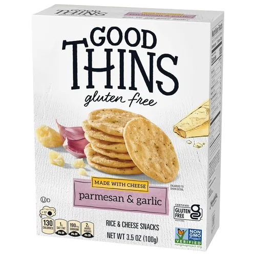 Miniatura 13 de GOOD THINS Snacks de arroz y queso con parmesano y ajo, galletas sin gluten, galletas a granel, 6 cajas de 3.5 onzas