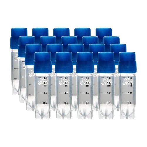 Miniatura 49 de Cryoviales de 0.0 fl oz, 25Pcs Cryotubes con código de barras lateral, frascos de esterilización con rosca externa, tubos de muestra con tapas Azul