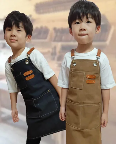 Miniatura 6 de Delantal resistente con bolsillos y correa cruzada ajustable para niños y niñas Azul oscuro