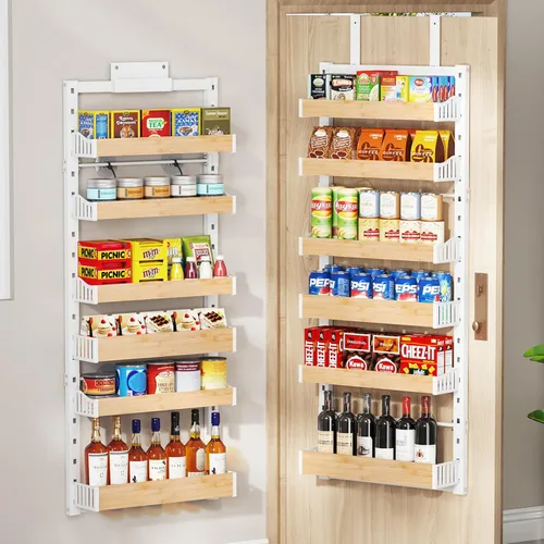 Miniatura 12 de Organizador de despensa sobre la puerta de 8 niveles, estante de especias de metal resistente para montar en pared o colgar, con estantes