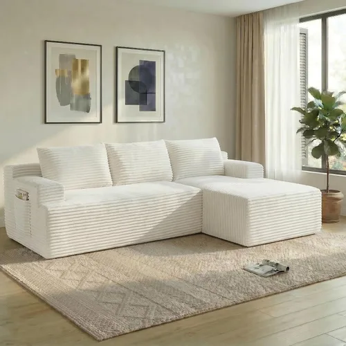 Miniatura 43 de Sofá modular Cloud de 108 pulgadas, moderno sofá deshuesado con otomana móvil, sofá modular de asiento profundo, sofás esquineros de pana para sala