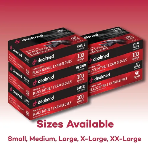 Miniatura 7 de Dealmed Black Nitrile Exam Gloves – Disposable Multi-Purpose Use Medical Gloves Use for First Aid and Medical Facilities