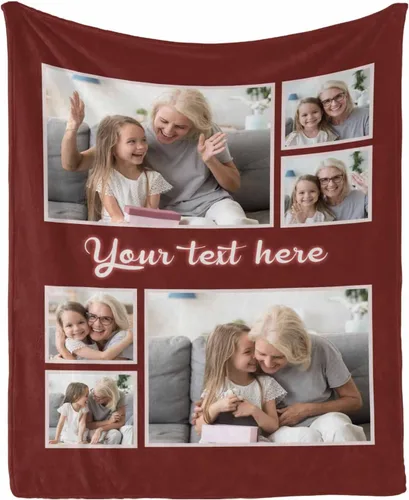 Miniatura 18 de Manta personalizada con tus fotos favoritas, manta personalizada con mis propias imágenes para familia, mamá, papá, hija, hijo, perro, hermanas
