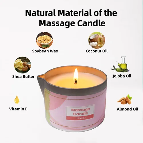 Miniatura 3 de Vela de masaje, aceite de soja perfumado a baja temperatura, terapia de calor, loción de aceite corporal, aceite de karité natural, aceite de masaje