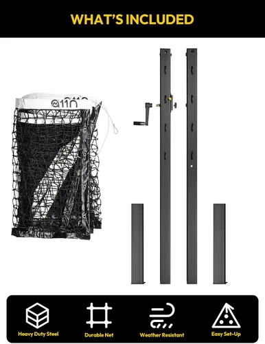 Miniatura 6 de A11N SPORTS Sistema de red de pickleball de grado profesional con postes de acero al carbono de alta resistencia, construcción a prueba de óxido